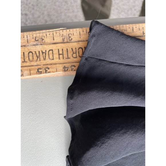 Parker Quinn Cold Shoulder Dress Black Ruffle Hem Mesh Bodice Sheath Womens S - Picture 4 of 8